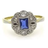 Art Deco18ct gold sapphire and diamond ring hallmarked Condition Report & Further Details