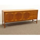 Nathan Teak - 'Circles' sideboard, fall front compartment, two cupboards and three drawers, W184cm,