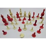 Indian stained ivory chess set,