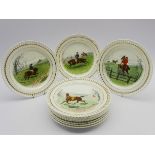 Set of ten Mintons Hunting plates with pierced borders,