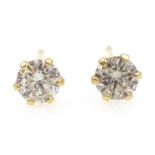Pair of 18ct gold diamond stud ear-rings stamped K18 approx 0.