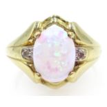 Opal and diamond gold ring hallmarked 9ct Condition Report & Further Details Approx