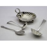 George III silver sauce ladle with fluted bowl London 1766 maker probably John Swift,