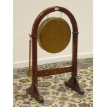 Early 20th century gong, oak arched top stand,