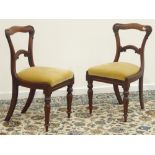 Pair Victorian rosewood chairs, serpentine acanthus carved cresting rail,