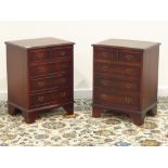 Pair mahogany lamp chests, two short and three long drawers, bracket feet, W46cm, H60cm,