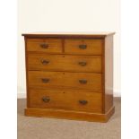 Late Victorian mahogany chest, two short and three long drawers, plinth base, W107cm, H105cm,
