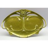 Austrian Art Nouveau design bronze tray decorated with a stylised lion,