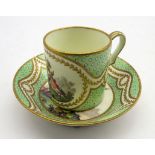 Late 18th century Sevres porcelain coffee can and saucer,
