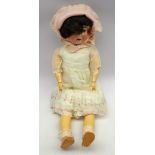 German Arthur Schoenau bisque head doll with sleeping brown eyes,