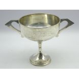 Huddersfield and District Brass Band Association - A silver 2 handled trophy H21 cm,