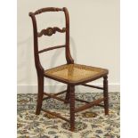 Regency simulated rosewood bedroom chair, rope twist top rail with brass collars,