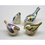 Three Royal Crown Derby bird paperweights 'Mountain Bluebird',