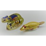 Two Royal Crown Derby paperweights 'Chameleon' and 'Duck-Billed Platypus from the Australian