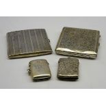 Engine turned silver cigarette case Birmingham 1925, another with engraved decoration,