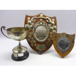 Avison Trophy - An oak and silver mounted shield H 26cm,