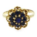 9ct gold sapphire cluster ring,
