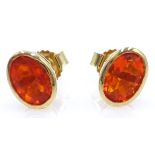 Pair of 9ct gold (tested) Mexican fire opal oval ear-rings Condition Report & Further