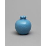 A small pale-blue-glazed pomegranate vase, Qing Dynasty, Haoran Tang hallmark, Daoguang Period