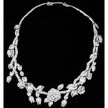 An Exquisite Design Flower Cluster Necklace and A pair of Diamond Earrings Set