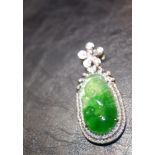 “Double Ruyi”Jadeite Diamond Pendant