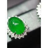 A Pair of Jadeite Diamond Ear Stud