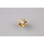 A Natural Pearl and Gold Floral Ring