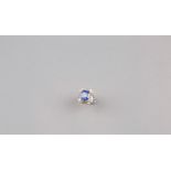 A 18K Gold Princess Cut Sri Lanka Untreated Sapphire Diamond Ring