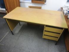 Light oak effect 3 drawer rectangular desk