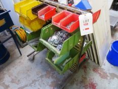 Mobile stores rack, including plastic bins and fixings stock