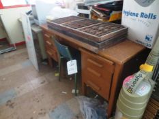 Two timber framed rectangular desks