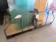 Two steel mobile glass racks, excludes all stock