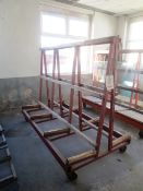 Mobile steel A frame sheet rack, approx 2m length, excludes all stock