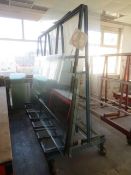 Mobile steel A frame sheet rack, approx 2m length, excludes all stock