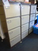 Three 4-drawer steel filing cabinets