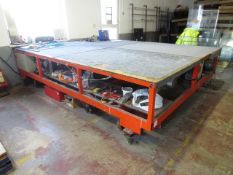 Steel framed mobile suction cutting table, approx 2800 x 3800mm, 3 phase (Please note: upstroking