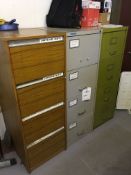 Four assorted 4-drawer filing cabinets