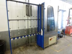 Unbdged glass wash, max glass height approx 1300mm, with gravity roller infeed/outfeed conveyor, 3