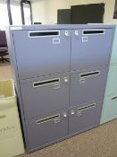 8 x Bisley metal lateral file locker (6 door) with postal slot, approx. height: 1300mm x width: