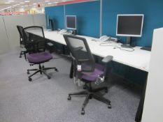 Bench suite comprising of: 3 x pod desks - mounted on one metal frame - approx. overall size 4.8m