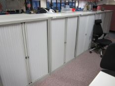 5 x Bisley metal tambour fronted cupboards, approx. height: 1300mm x width: 1000mm x depth: 470mm