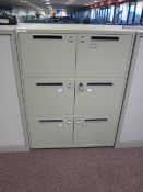 4 x Bisley metal lateral file locker (6 door) with postal slot, approx. height: 1300mm x width: