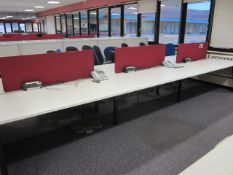 Bench suite comprising of: 6 x pod desks - mounted on one metal frame - approx. overall size 1.6m