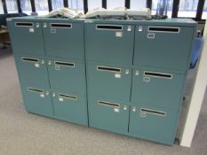2 x Bisley metal lateral file locker (6 door) with postal slot, approx. height: 1300mm x width: