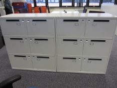 2 x Bisley metal lateral file lockers (6 door) with postal slot, approx. height: 1150mm x width: