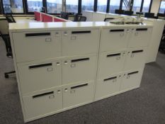 2 x Bisley metal lateral file lockers (6 door) with postal slot, approx. height: 1150mm x width: