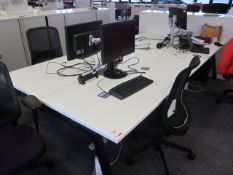 Bench suite comprising of: 4 x pod desks - mounted on one metal frame - approx. overall size 1.6m