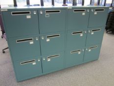 2 x Bisley metal lateral file locker (6 door) with postal slot, approx. height: 1300mm x width: