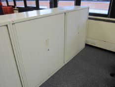 4 x metal tambour fronted cupboards, approx. height: 1150mm x width: 1000mm x depth: 475mm