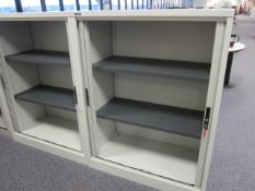 2 x Silverline metal tambour fronted cupboards, approx. height: 1320mm x width: 1000mm x depth:
